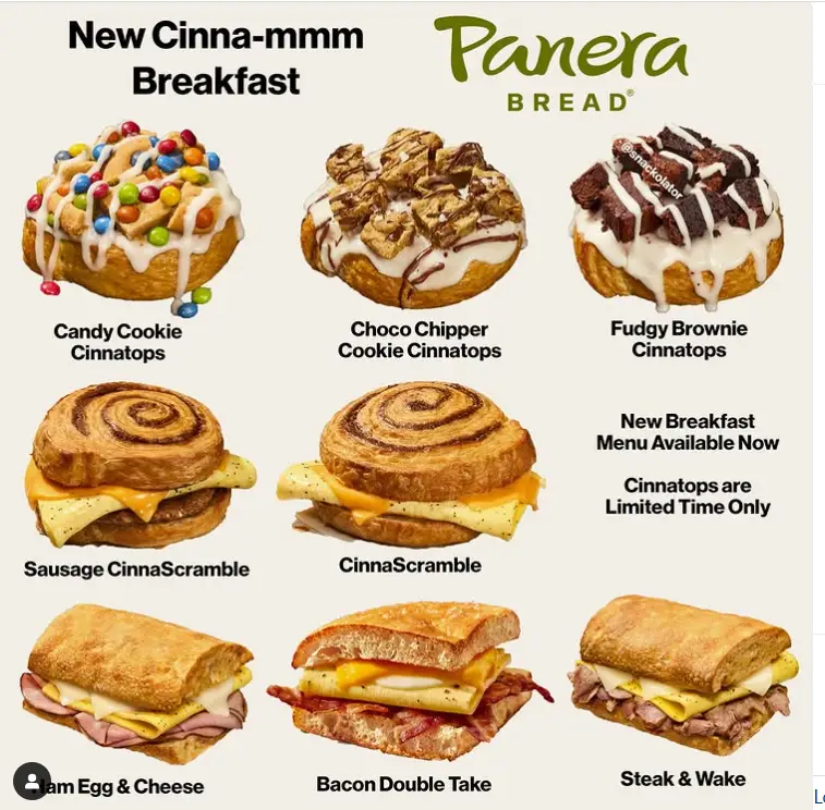 Panera Bread Breakfast Menu