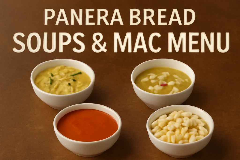 Panera bread soups & mac menu